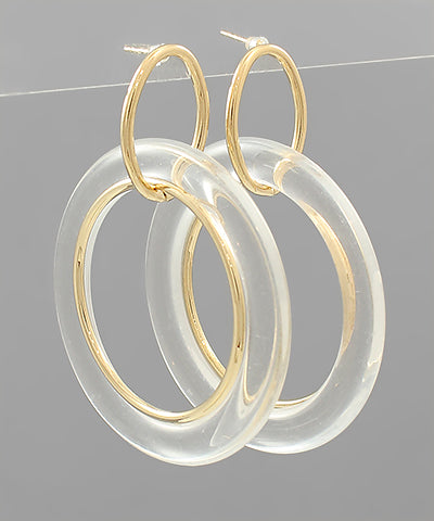 Acrylic Charm & Gold Dipped Brass Earrings