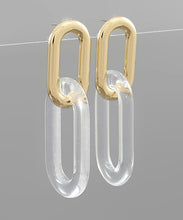 Load image into Gallery viewer, Lucite &amp; Metal Oval Link Earrings
