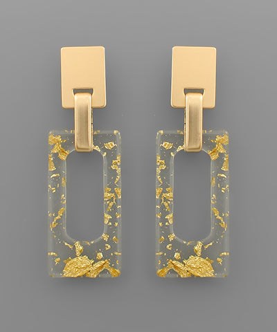 Flake Lucite Rectangle Earrings