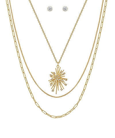 Layer Sunburst Accent Necklace