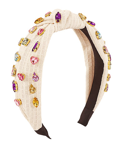 Multi Shape Jewel Embellished Knotted Headband