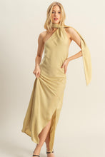 Load image into Gallery viewer, One Time Satin Halter Maxi Dress-Sage
