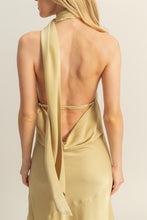 Load image into Gallery viewer, One Time Satin Halter Maxi Dress-Sage
