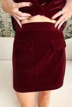 Load image into Gallery viewer, Joy Velvet Mini Skirt- Burgundy
