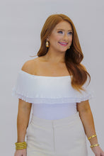 Load image into Gallery viewer, Too Dreaming Off The Shoulder Bodysuit- White
