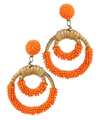 2 Circle Rattan Seed Bead Earrings