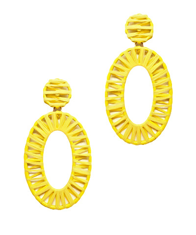 Oval Woven Raffia Earrings