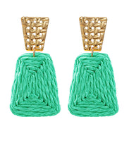 Load image into Gallery viewer, Raffia 2 Trapezoid &amp; Textured Earrings
