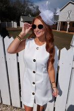 Load image into Gallery viewer, Jackie Gold Button Mini Dress-White
