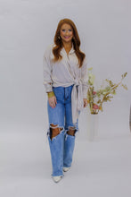 Load image into Gallery viewer, Carmen Button Down Tie Front Shirt- Cream
