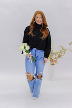 Load image into Gallery viewer, Carry Ballon Sleeve Cropped Turtle Neck- Black
