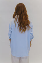 Load image into Gallery viewer, Jacey Collared V-Neck Satin Blouse-Blue
