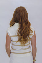 Load image into Gallery viewer, Wendy Collared Striped Polo Vest-Taupe
