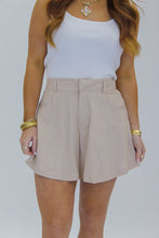 Load image into Gallery viewer, Darla Linen Flared Shorts-Khaki
