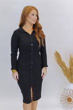 Load image into Gallery viewer, Danny Button Down Midi Dress- Black
