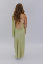 Load image into Gallery viewer, One Time Satin Halter Maxi Dress-Sage
