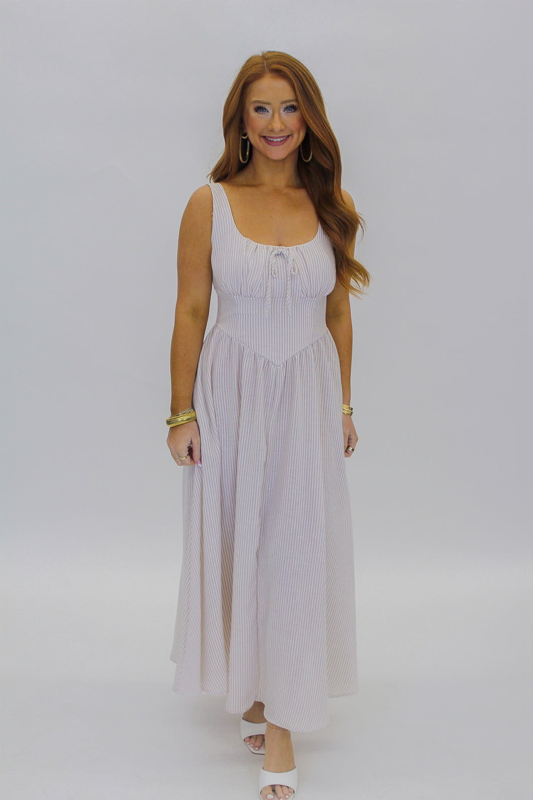 Fields Striped Midi Dress