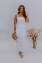 Load image into Gallery viewer, Bondi Ruched Maxi Dress- White

