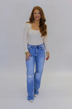 Load image into Gallery viewer, Fall in Love Square Neck Ribbed Top- Cream
