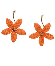 Load image into Gallery viewer, Raffia Flower Bar Earrings
