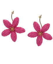 Load image into Gallery viewer, Raffia Flower Bar Earrings
