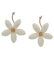 Load image into Gallery viewer, Raffia Flower Bar Earrings
