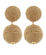 Load image into Gallery viewer, Raffia Ball Dangle Earrings
