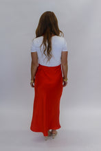 Load image into Gallery viewer, Alys Satin Midi Skirt-Tomato

