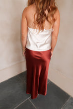 Load image into Gallery viewer, Night to Shine Satin Midi Skirt
