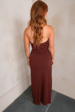 Load image into Gallery viewer, Cece Draped Halter Neck Dress-Brown
