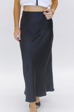 Load image into Gallery viewer, Alys Satin Midi Skirt-Black
