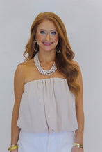 Load image into Gallery viewer, Sailor Strapless Bubble Hem Top-Sand
