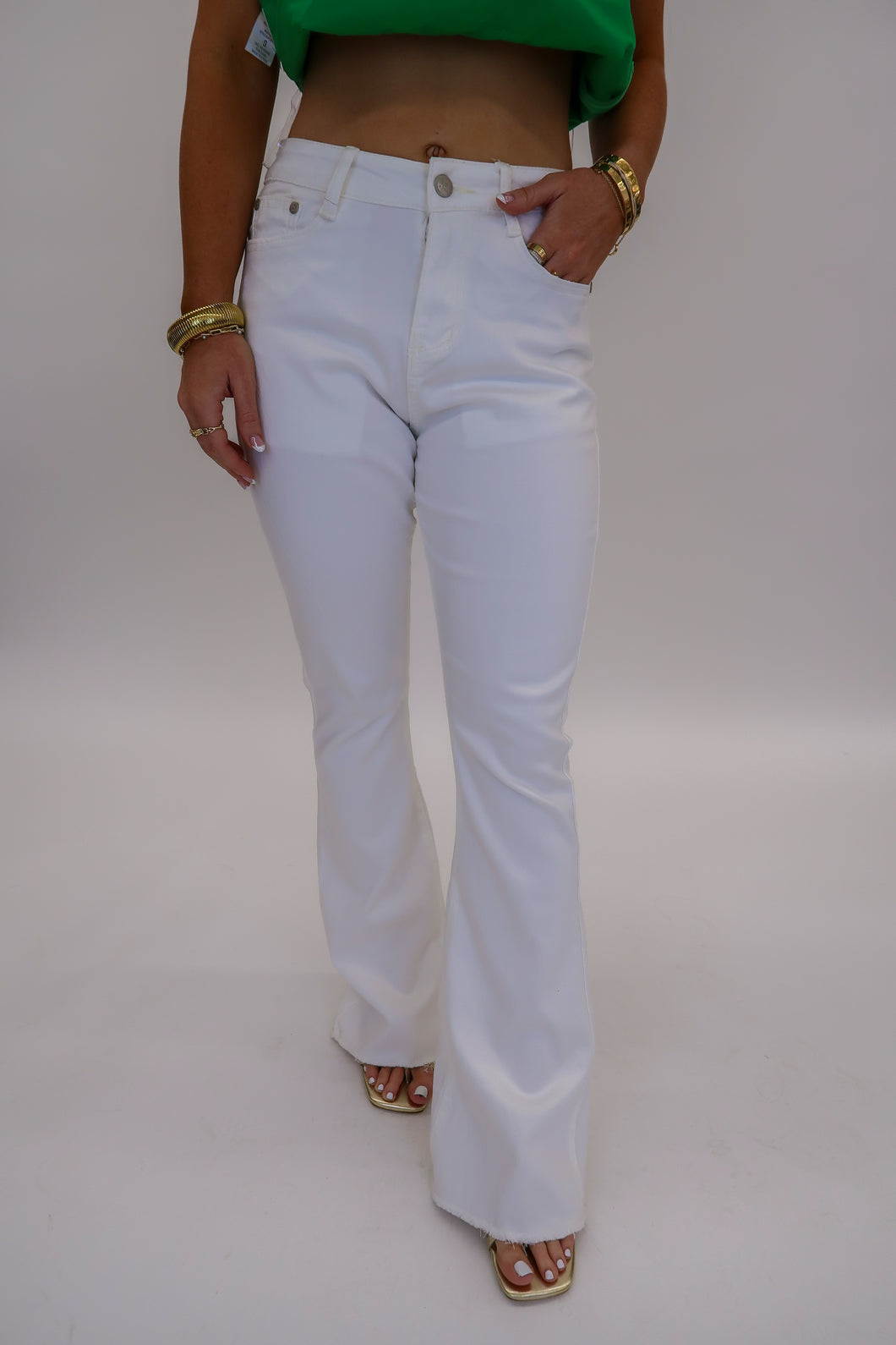 Sanders Stretch Flare Jeans-White