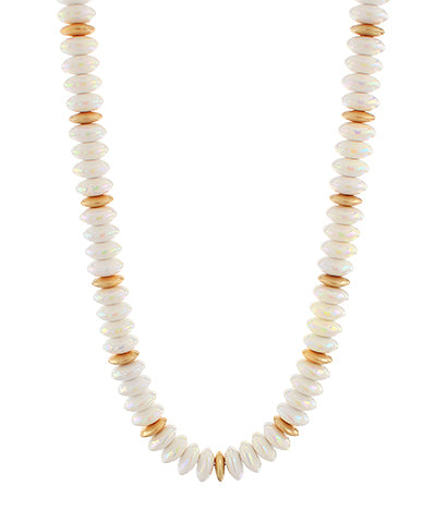 Color Wide Beaded & Metal Necklace