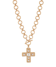 Load image into Gallery viewer, Cross &amp; Linked Circle Chain Necklace
