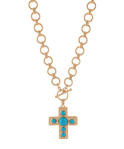 Cross & Linked Circle Chain Necklace