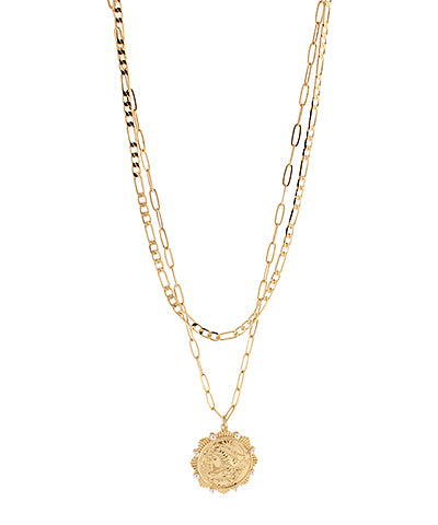 Layered Dotted Coin Pendant Necklace