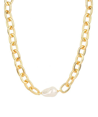 Pearl & Chunky Chain Necklace