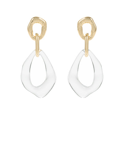 Organic Shape Clear Link Earrings