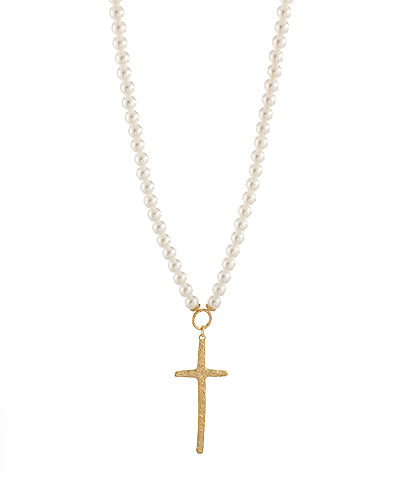 Pearl Chain Cross Pendent