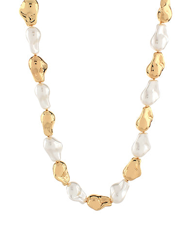 Organic Shape & Pearl Necklace