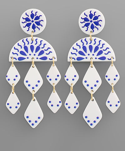 Ceramic Dangle Chandelier Earrings