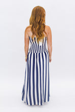 Load image into Gallery viewer, Slade Strapless Stripe Midi Dress-Navy
