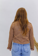 Load image into Gallery viewer, Mod Girl Faux Suede Biker Jacket- Camel
