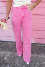 Load image into Gallery viewer, Be Mine Wide Straight Denim Pants - Hot Pink

