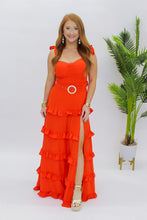 Load image into Gallery viewer, Costa Rica Ruffle Maxi Dress- Tomato
