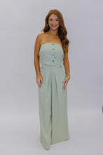 Load image into Gallery viewer, Jailyn Strapless Buttoned Set-Sage

