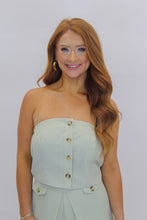 Load image into Gallery viewer, Jailyn Strapless Buttoned Set-Sage
