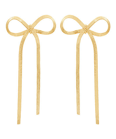 Snake Chain Bow Drop Earrings