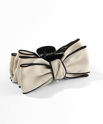 Double Side Black Trim Bow Hair Clip